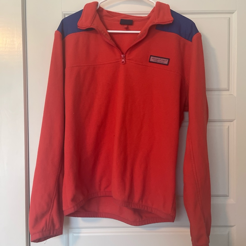 Vineyard Vines Men's Red Sweater with Blue Accents